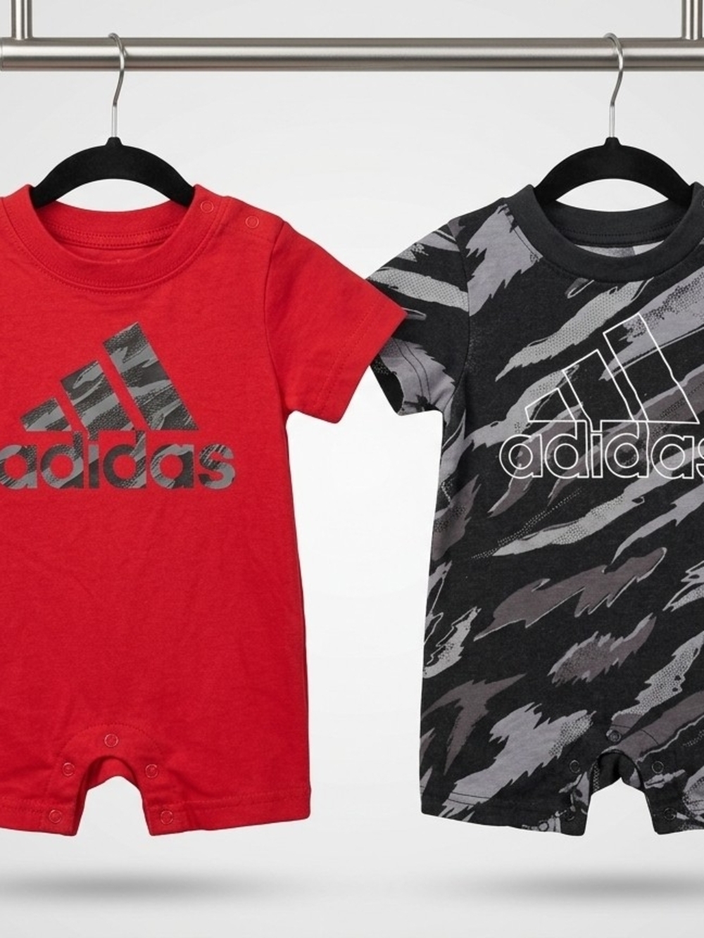 adidas Kids Red and Black Graphic One-Piece Rompers (2-Pack)